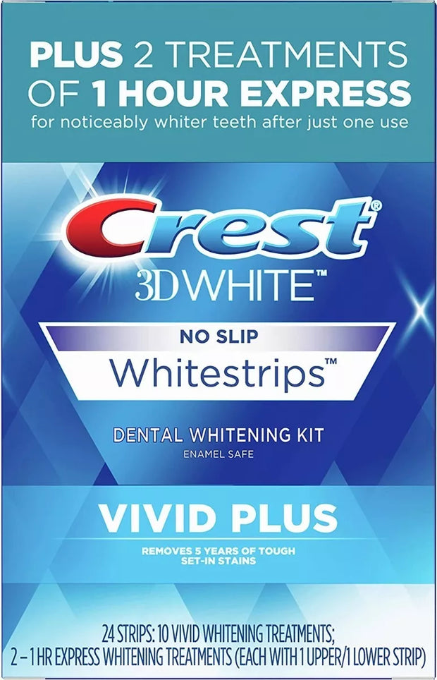 Crest 3d Whitestrips Vivid Plus tiras blanqueadoras dentales x 24un