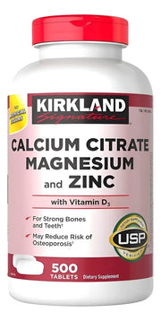 Kirkland Citrato de Calcio Magnesio Zinc Vitamina D3 500 tabletas