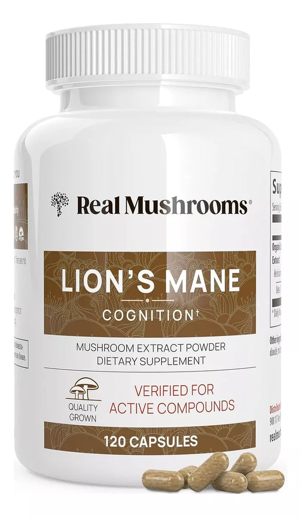 Real Mushrooms lion's mane melena de león orgánico x 120 cáps