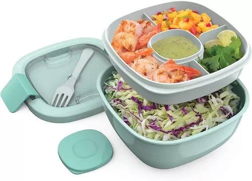 Bentgo Salad Bento Contenedor Apilable C/ Ensaladera 54oz color aqua