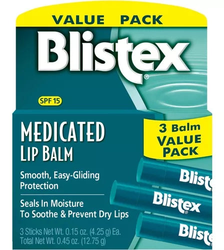 Blistex Medicated Lip Balm x 3 Un (1 Pack) Bálsamo Labial